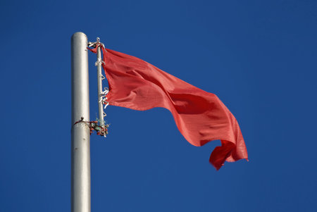 Flag on a wind against the pure sky