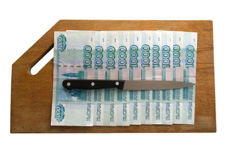 Composition on the subject of the finance - thread from notes of 1000 roublesの写真素材