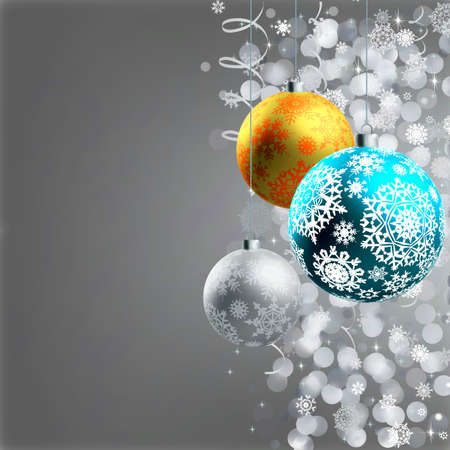 Winter background with Christmas decoration, balls for xmas design. EPS8の写真素材