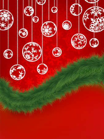 Christmas background with snowflakes tree branches.  の写真素材
