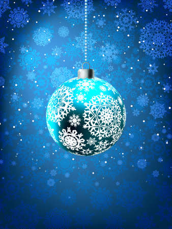 Christmas ball on falling flakes template.のイラスト素材