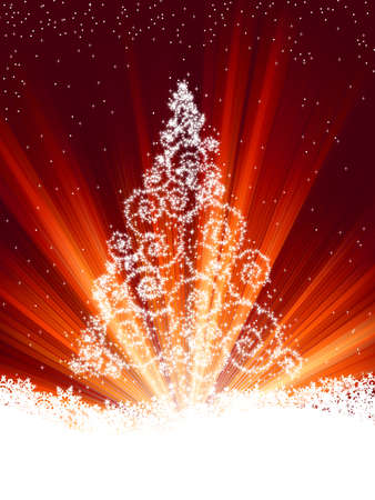 New Year background, snowflakes and Christmas tree, illustration. EPS8のイラスト素材