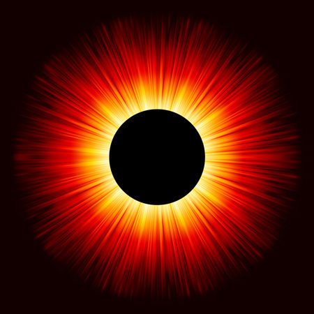 Glowing eclipse on a solid black background.