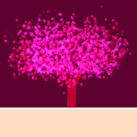 Stylized love tree made of hearts with copy space. EPS8のイラスト素材