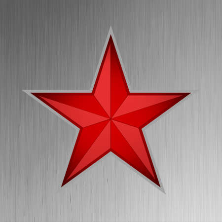   illustration of a red star on steel background のイラスト素材
