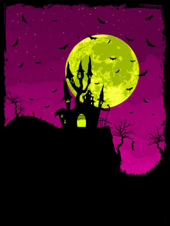 Scary Halloween Castle with Copy Space. のイラスト素材