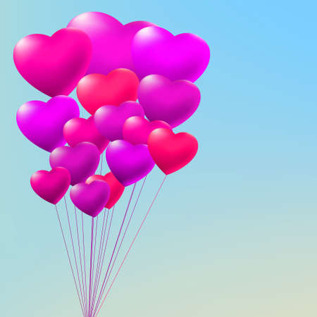 Copula of red gel balloons in the shape of a heart. のイラスト素材