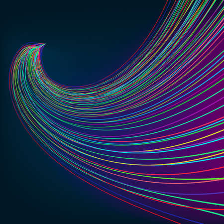 Colorful lines on dark blue background.  のイラスト素材