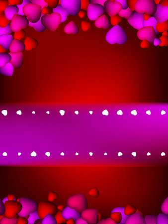  3d heart on red background.  のイラスト素材