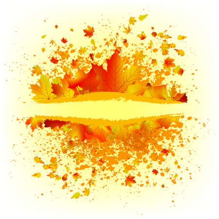 Autumn leaves background card template. のイラスト素材
