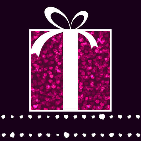 Pink gift box and hearts valentine card template.  のイラスト素材