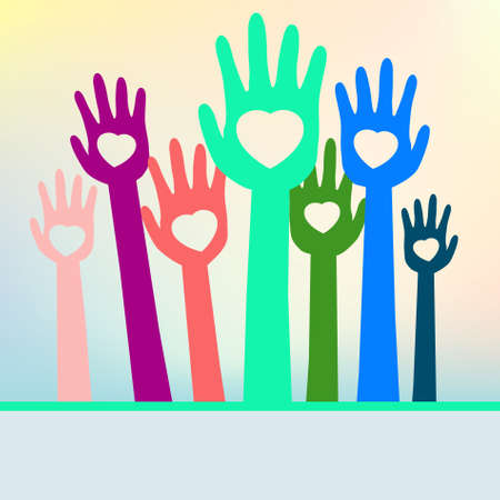 Colorful loving hands with copy space. EPS 8 vector file includedのイラスト素材