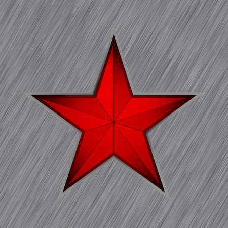 Red star with in steel background. のイラスト素材