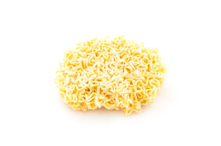 Dry instant noodle isolated on white backgroundの写真素材