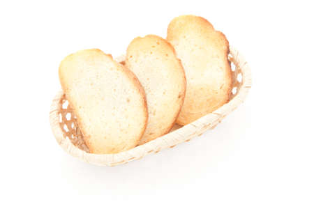 A toasted bread slices for breakfast isolated on white studio background.の写真素材