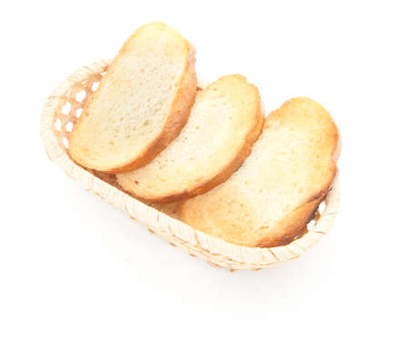 A toasted bread slices for breakfast isolated on white studio background.の写真素材