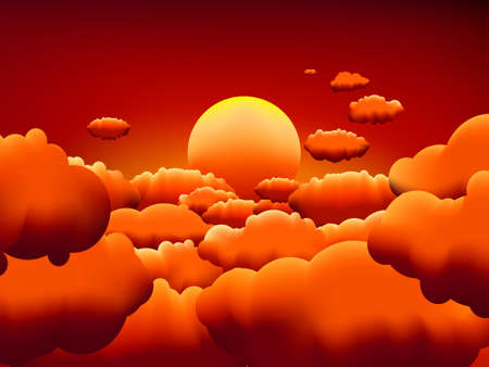 Golden sunset clouds background. EPS8. To see similar visit my portfolioのイラスト素材