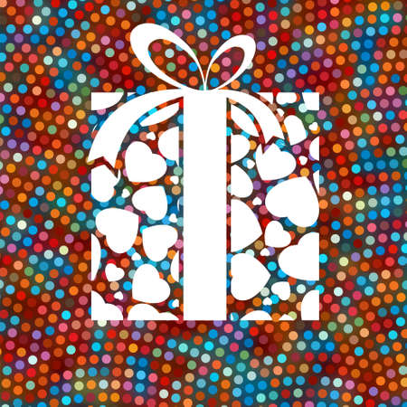 Gift box and colorful dots. のイラスト素材