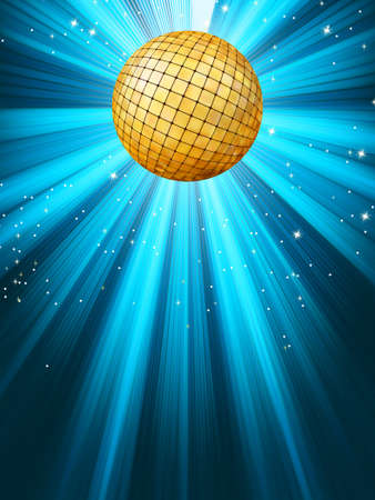 Abstract disco party lights and gplden disco ball background. EPS 8 vector file includedのイラスト素材