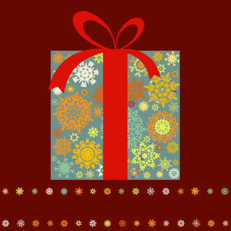 Christmas present box made from multicolor snowflakes. EPS 8 vector file includedのイラスト素材