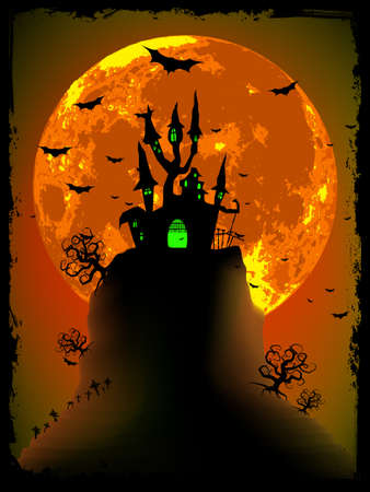 Scary halloween vector with magical abbey. EPS 8 vector file includedのイラスト素材