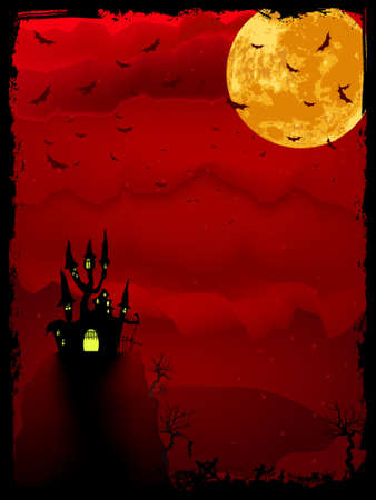 Halloween time spooky illustration with place for text.のイラスト素材