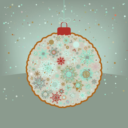 Christmas ball made from retro color simple snowflakes on brown. EPS 8 vector file includedのイラスト素材