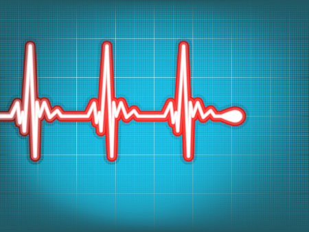 Heart cardiogram with shadow on light blue 