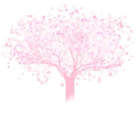 Valentine tree with hearts illustration のイラスト素材