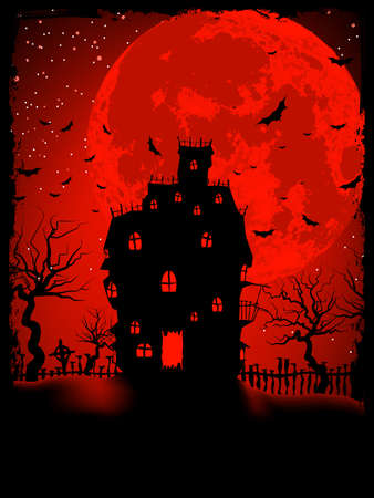 Scary Halloween Castle with Copy Space illustration のイラスト素材