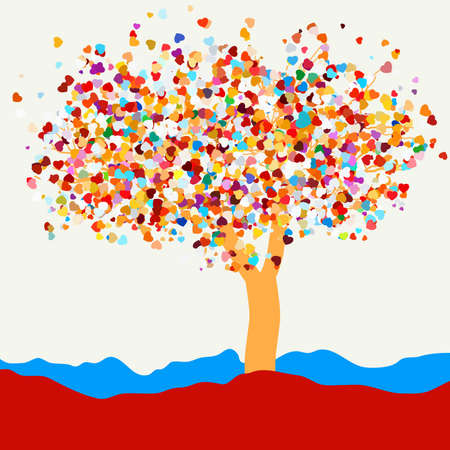 Silhouette of a tree with hearts for St  Valentine s Day  EPS 8 vector file includedのイラスト素材