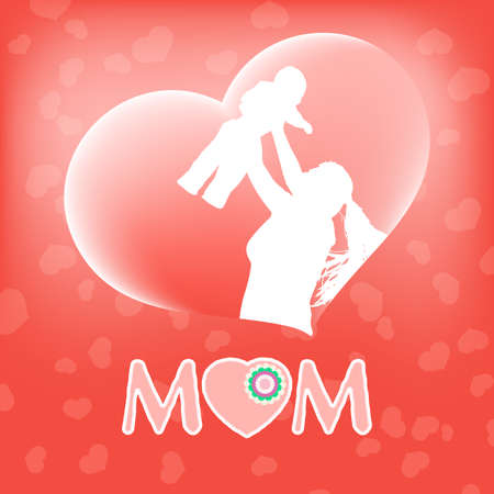 Silhouette of a mother and her child. Eのイラスト素材