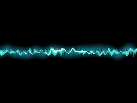 Sound waves oscillating on black background.のイラスト素材