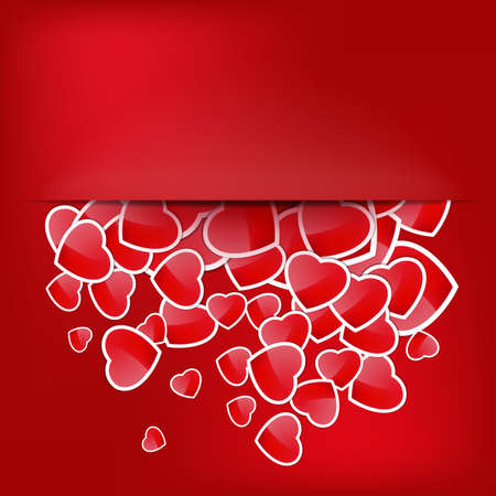 Red Heart Paper Sticker With Shadow Valentine s day  のイラスト素材