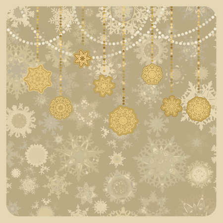 Vintage retro vector Christmas (New Year) card.のイラスト素材