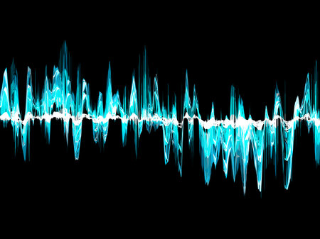 Bright sound wave on a dark blue background.