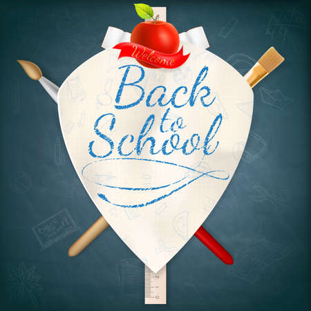 Back to school coat of arms with school supplies. EPS 10 vector file includedのイラスト素材