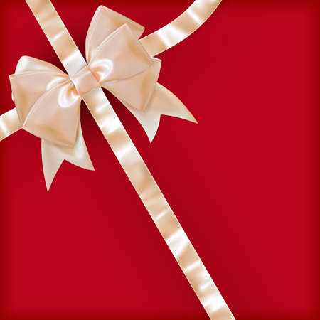 Pearls color gift bow with ribbon on red background. EPS 10 vector file includedのイラスト素材