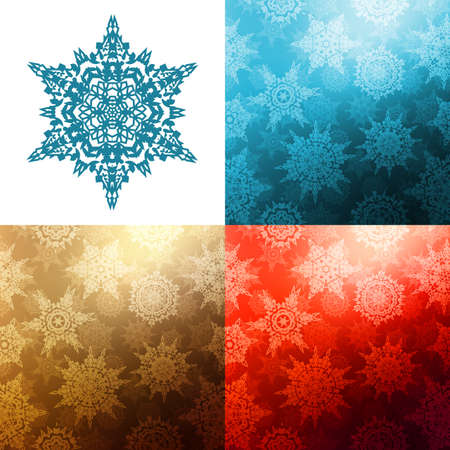 Christmas seamless background set with snowflakes. のイラスト素材