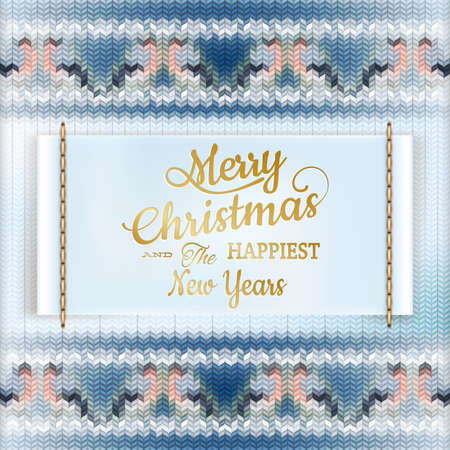 Christmas label with knitted pattern and label. のイラスト素材