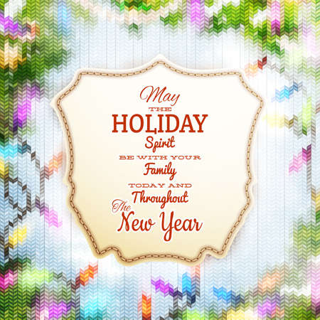Christmas template with label on a knitted background.   のイラスト素材