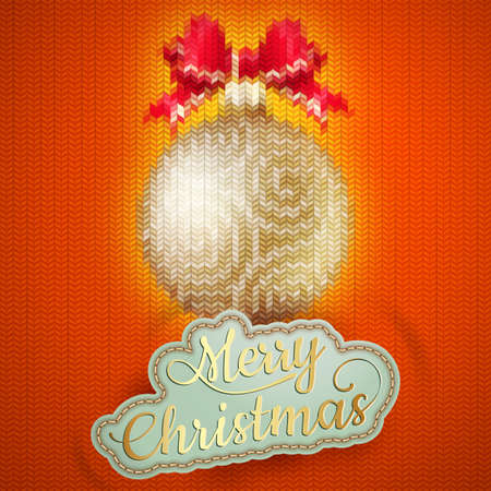 Christmas label on a knitted background. のイラスト素材