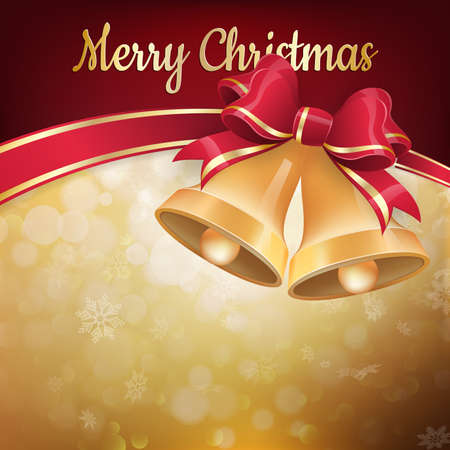 Background with Christmas bells, bow and snowflakes. EPS 10 vector file includedのイラスト素材