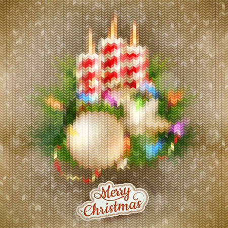 Christmas knitted decoration with candle.  のイラスト素材