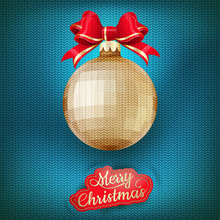 Christmas label on a knitted background. EPS 10 vector file includedのイラスト素材