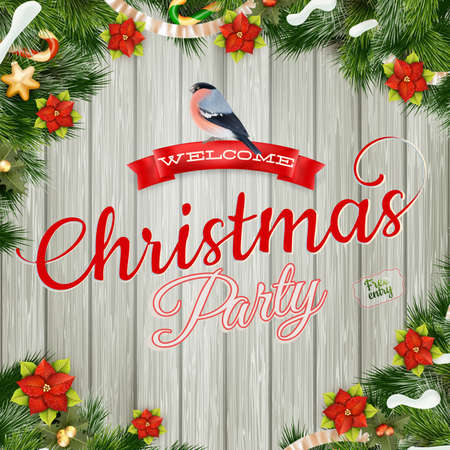 Winter holidays decoration with bullfinch.のイラスト素材