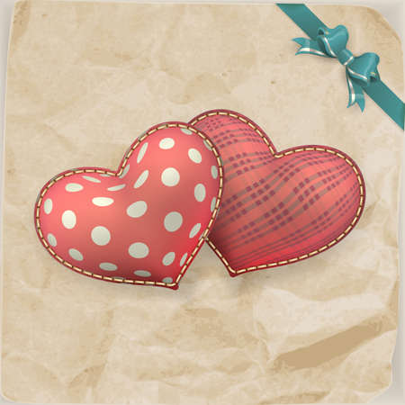 Vintage handmaded valentines day toy heart on paper. EPS 10 vector file includedのイラスト素材