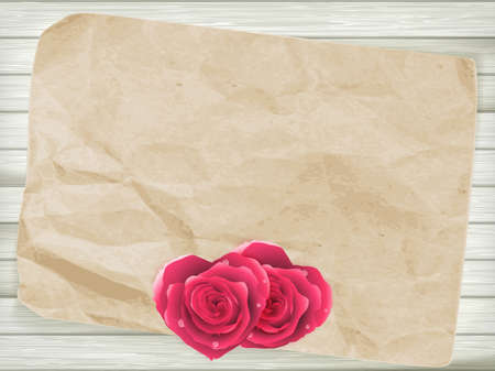 Card with flowers hearts shape for retro invitations design. Old paper textures for vintage design. EPS 10 vector file includedのイラスト素材