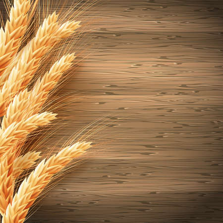 Wheat on the wood background. のイラスト素材