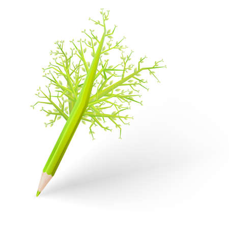 Green apple tree pencil with back to school concept. EPS 10 vector file includedのイラスト素材